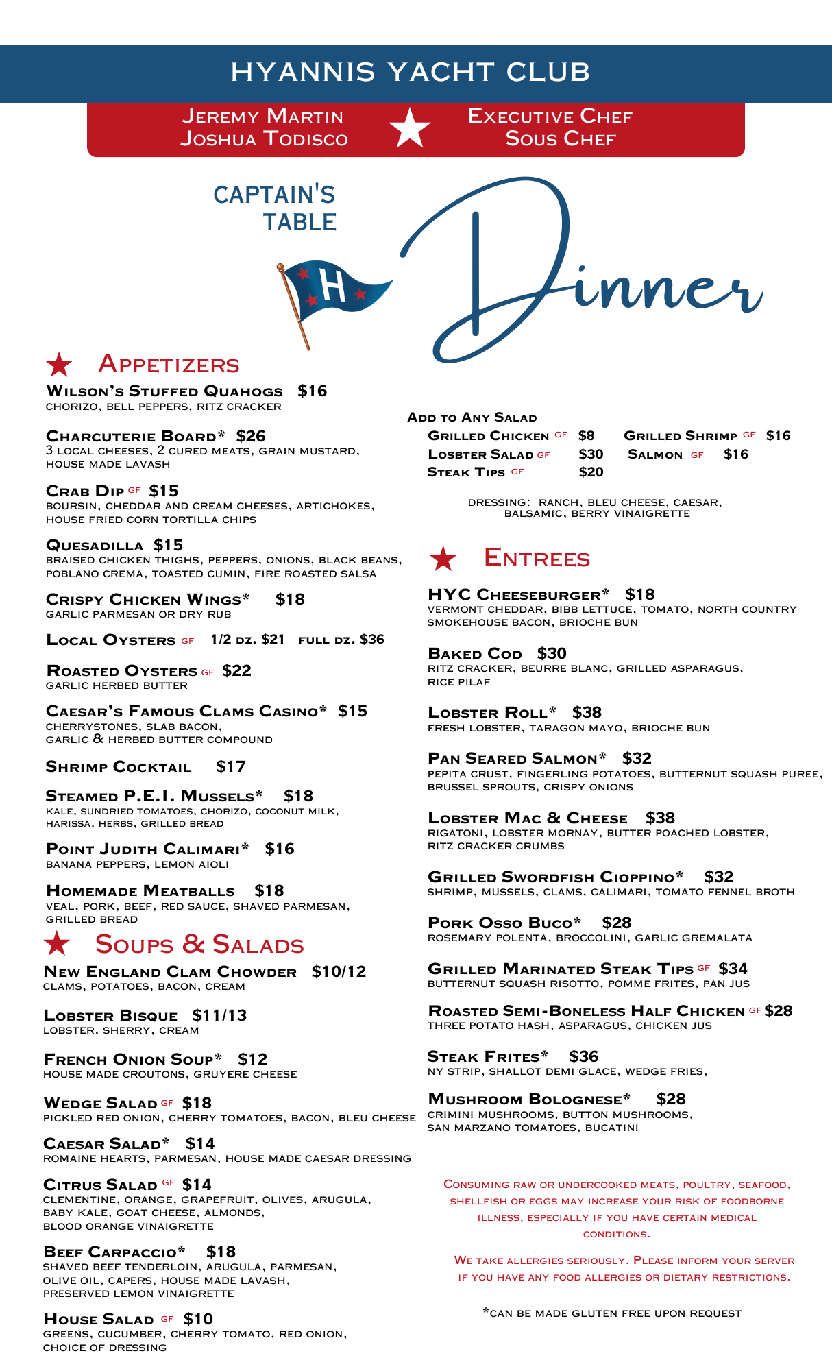 hyannis yacht club menu